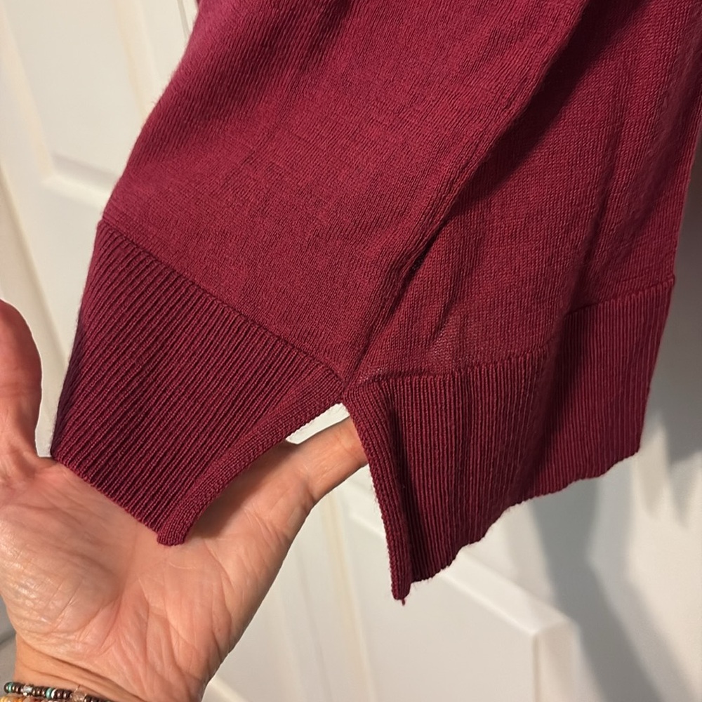 Katherine Barclay burgundy V-Neck Sweater - Picture 3 of 5